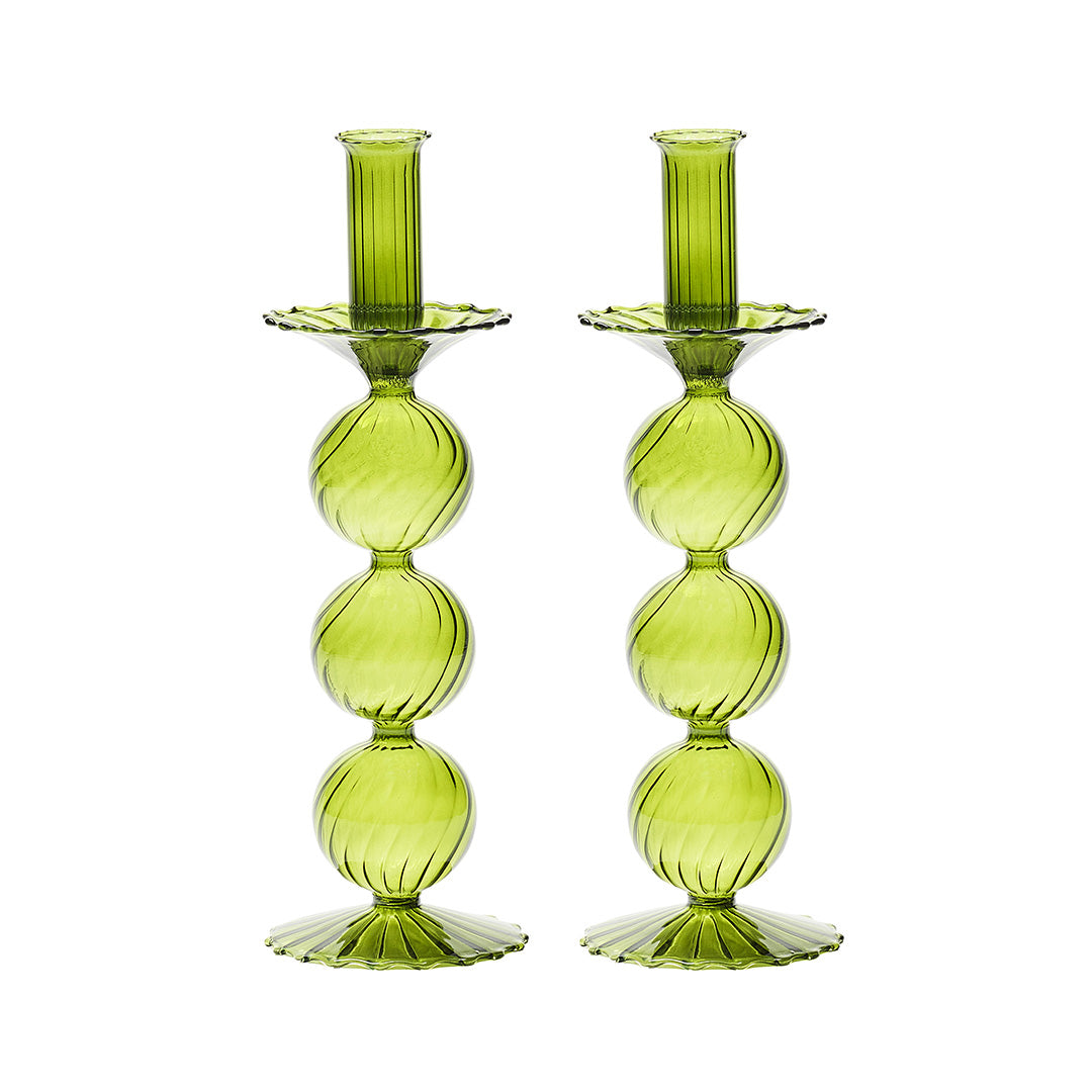 Kim Seybert Iris Candleholders, Set of 2 Olive