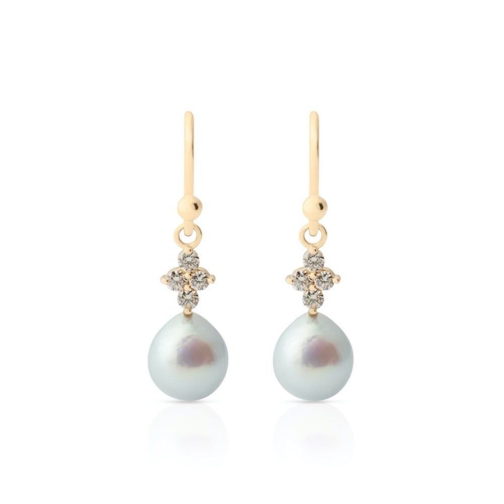 Gump's Signature Belgravia Earrings in Blue Akoya Pearls & Diamonds