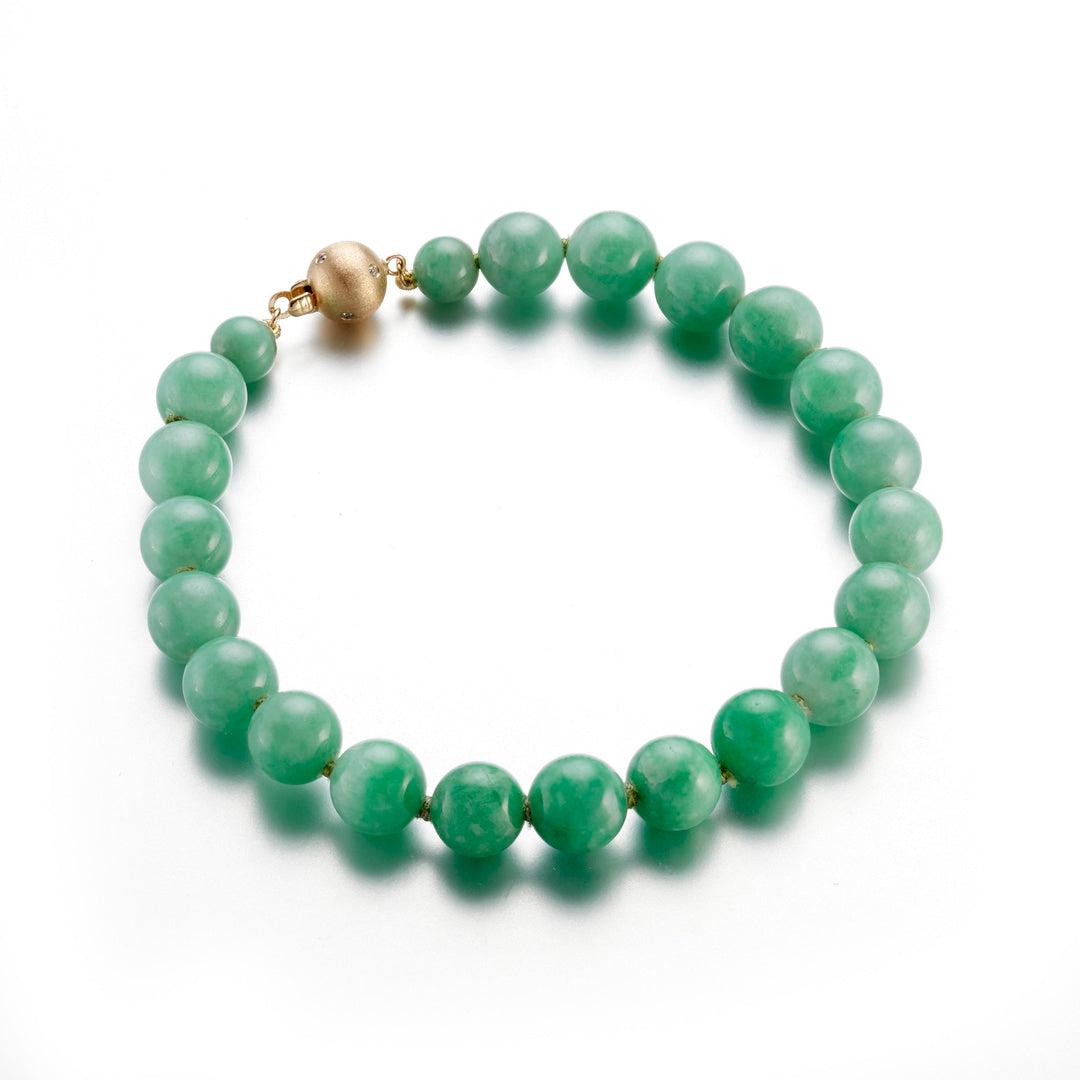 Gump's Signature 8mm Apple Green Jade Bead Bracelet
