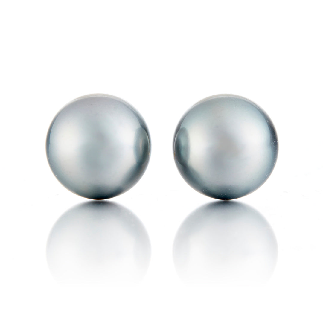 Gump's Signature 11.7mm Silver Gray Tahitian Pearl Earrings